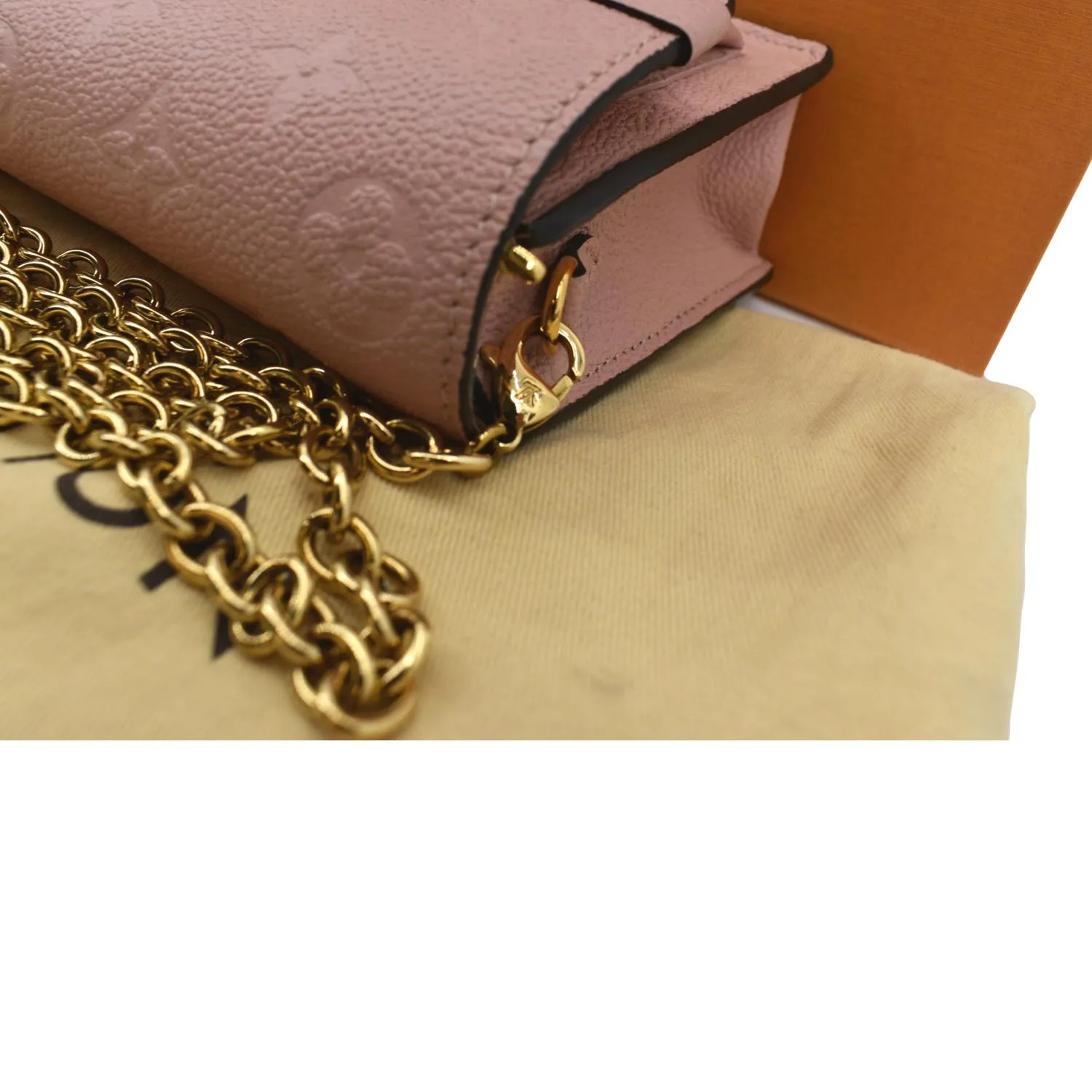 LOUIS VUITTON Vavin Monogram Empreinte Chain Wallet Light Pink