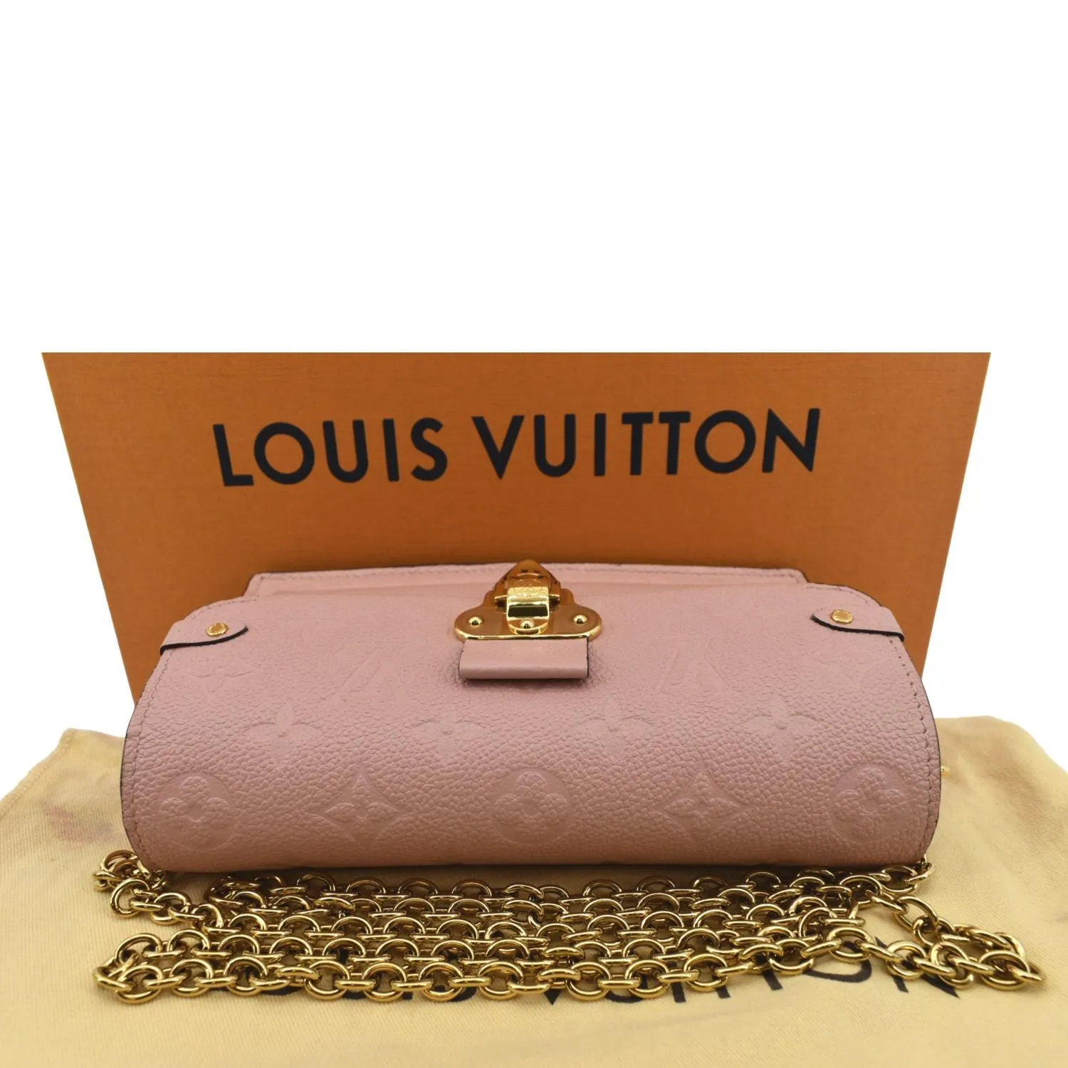 LOUIS VUITTON Vavin Monogram Empreinte Chain Wallet Light Pink