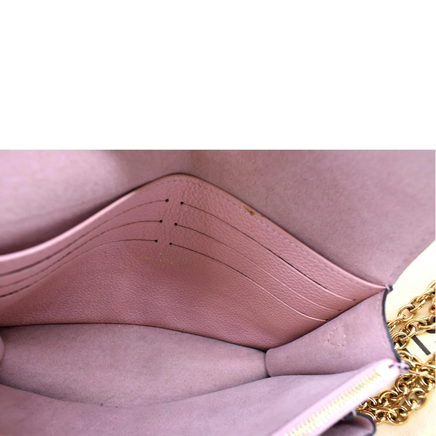 LOUIS VUITTON Vavin Monogram Empreinte Chain Wallet Light Pink