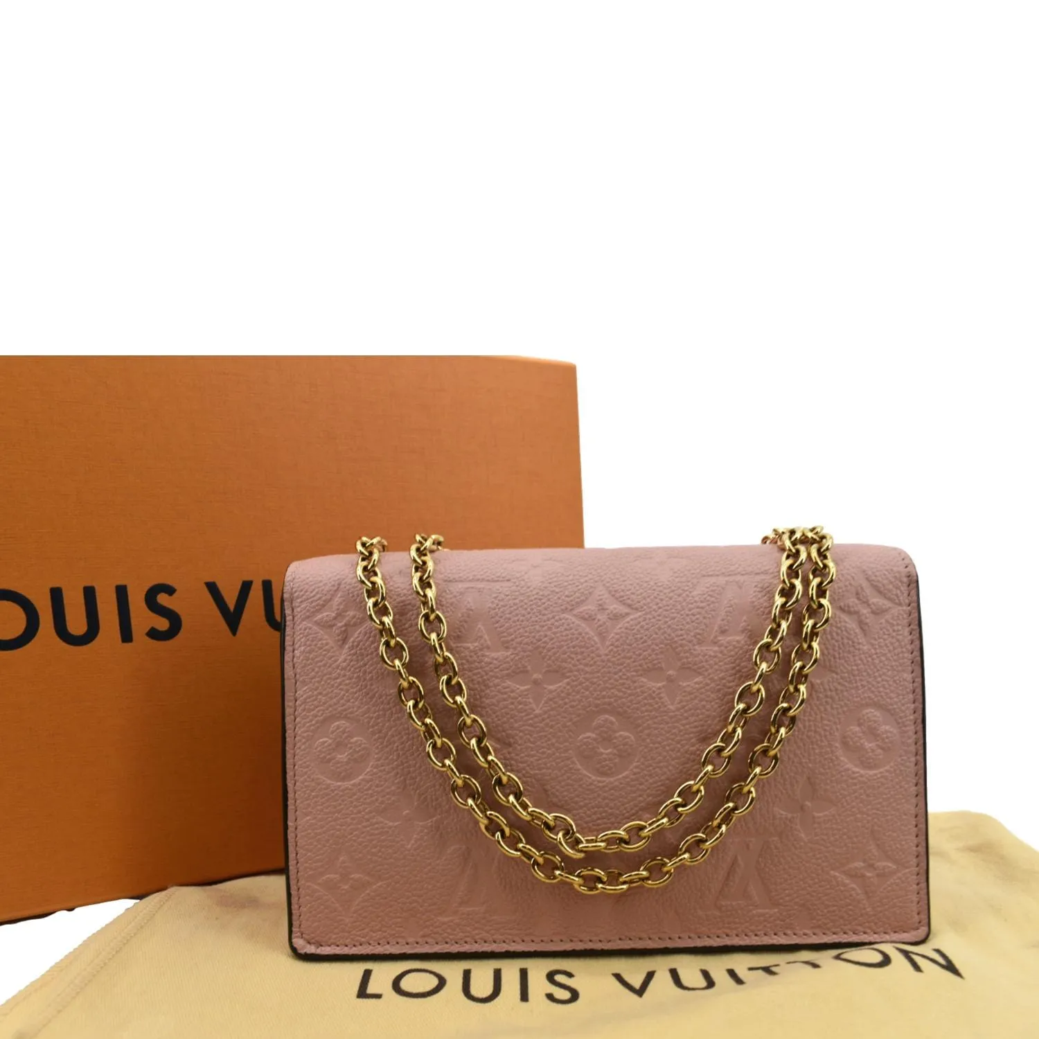 LOUIS VUITTON Vavin Monogram Empreinte Chain Wallet Light Pink