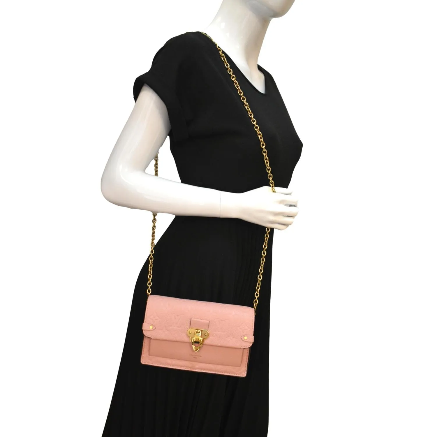LOUIS VUITTON Vavin Monogram Empreinte Chain Wallet Light Pink