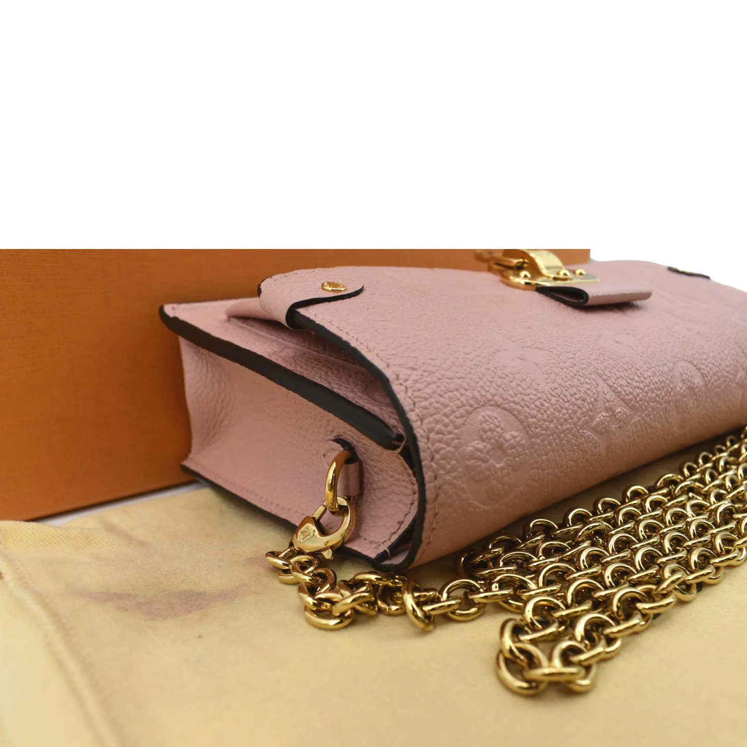 LOUIS VUITTON Vavin Monogram Empreinte Chain Wallet Light Pink