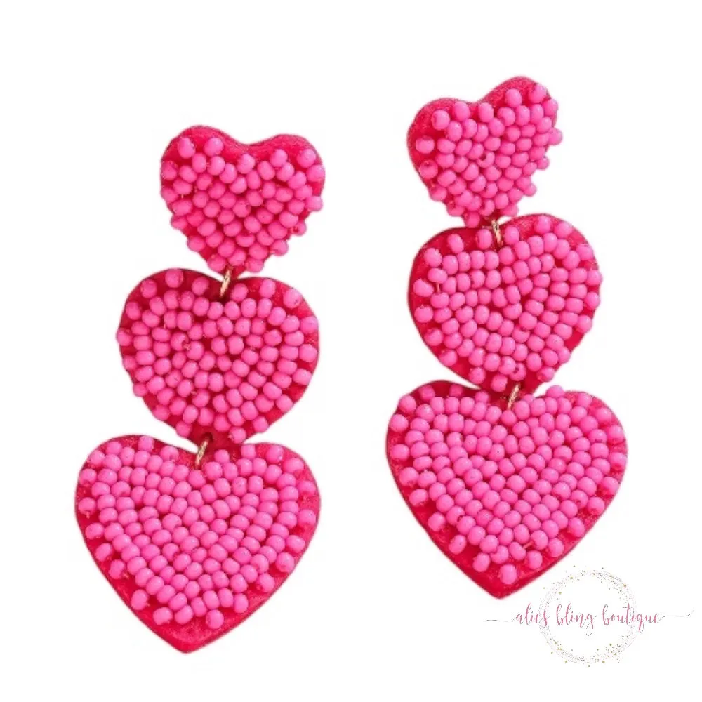 Love Cascade Pink Bead Earrings