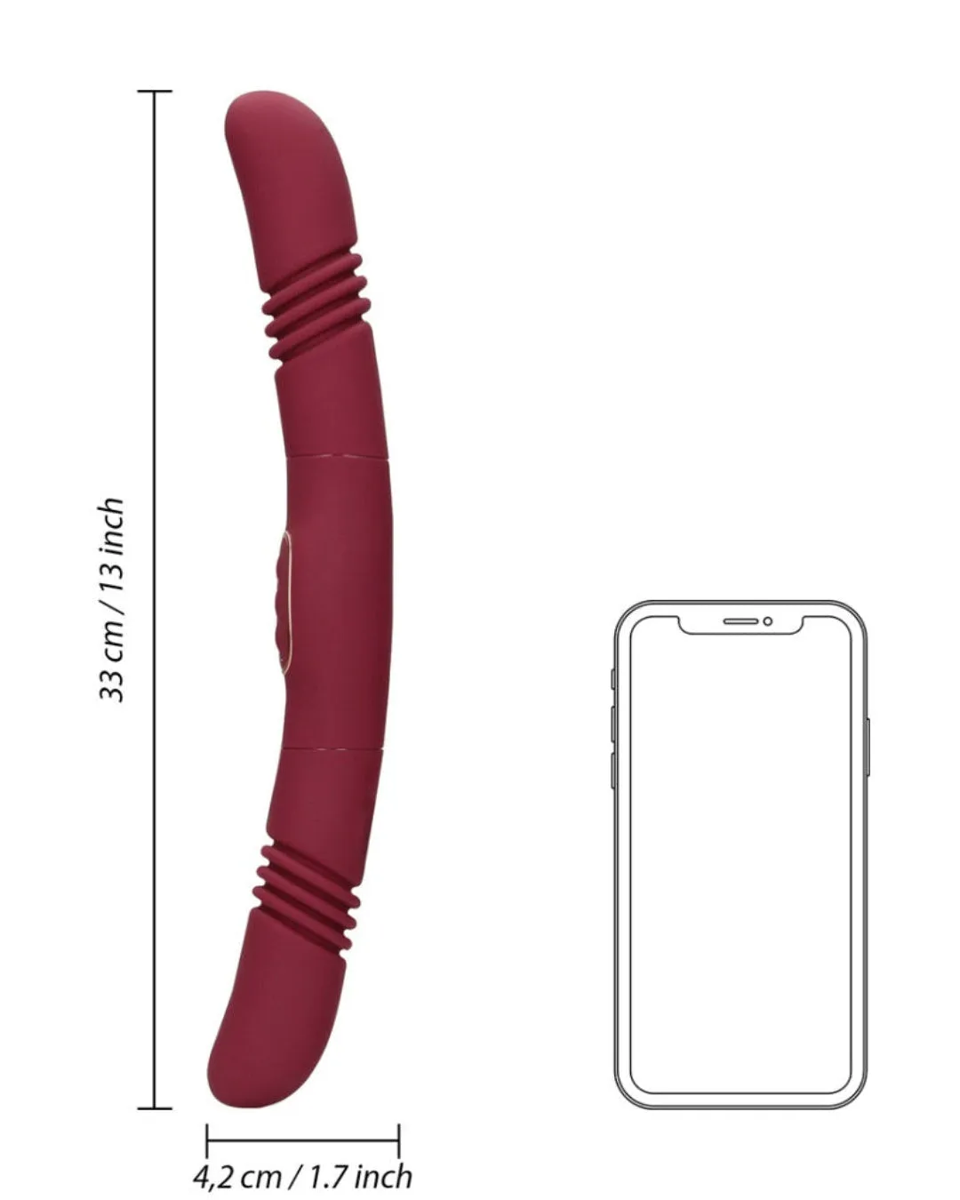 Loveline Double-Sided Thrusting Vibrator - 10 Vibration Modes, 13 Inch Length, USB Rechargeable