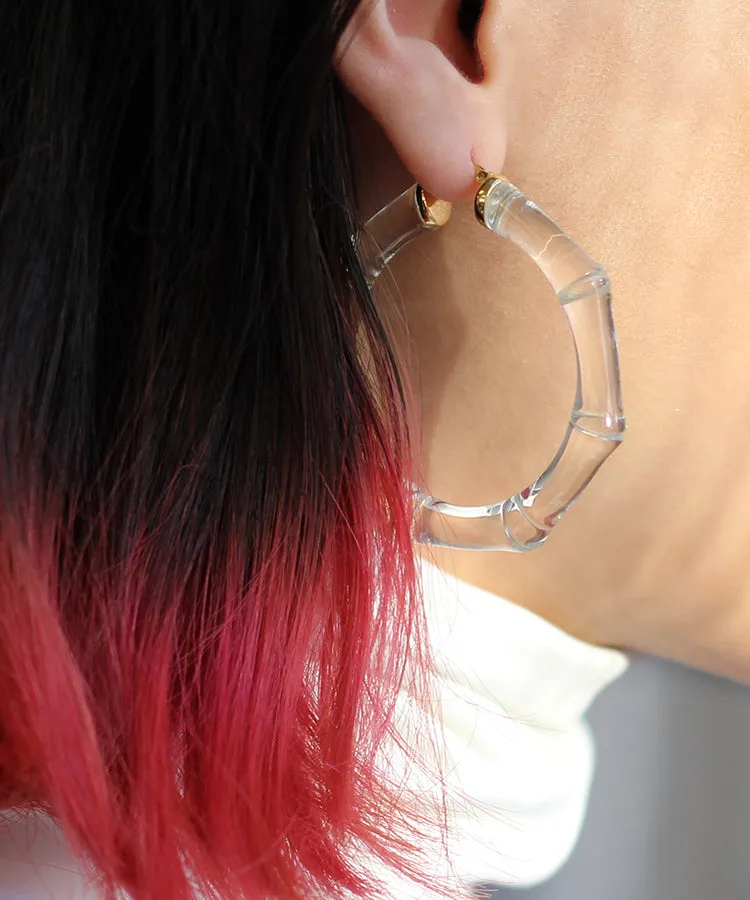 Lucite Bamboo Hoop Earrings