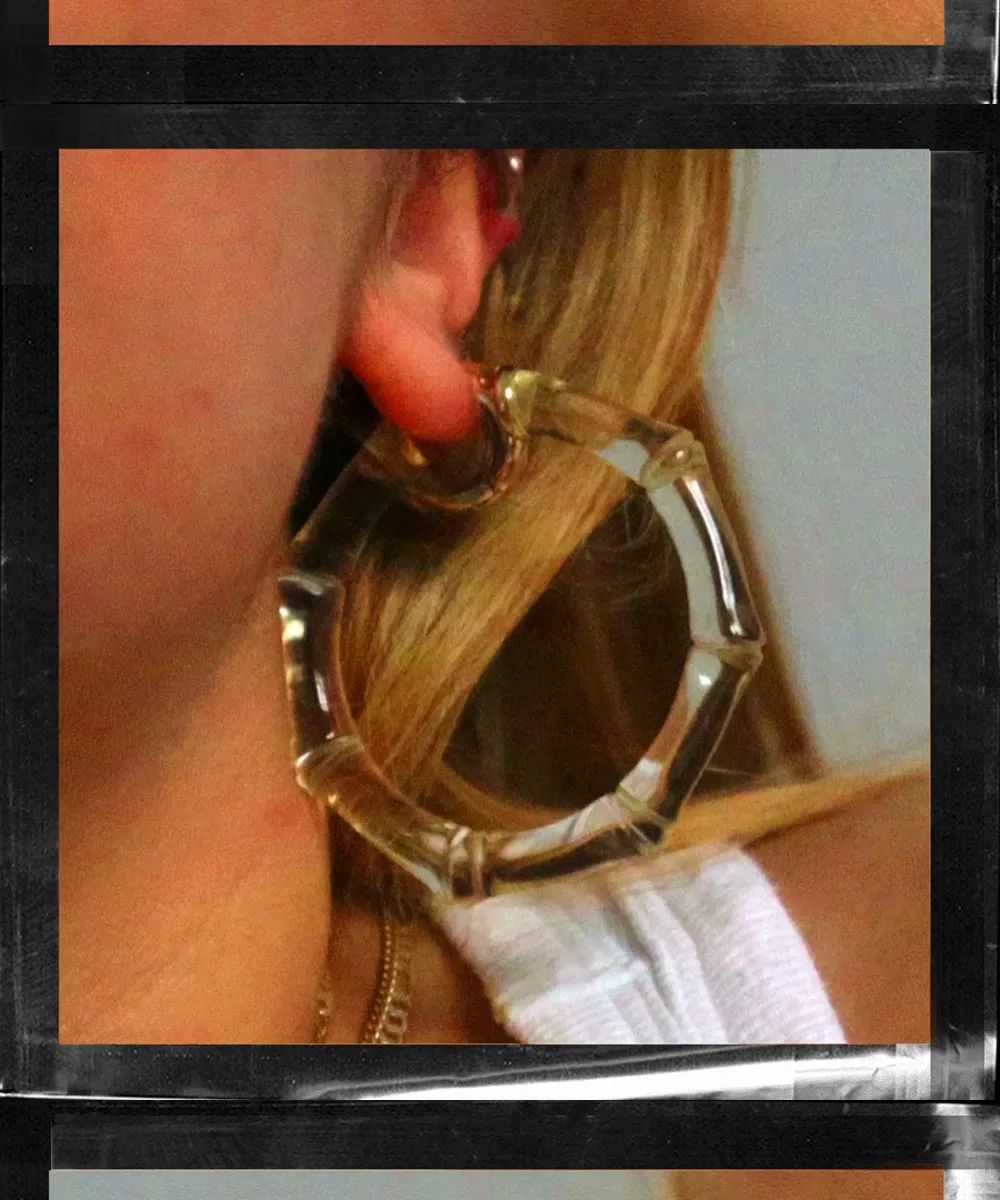 Lucite Bamboo Hoop Earrings
