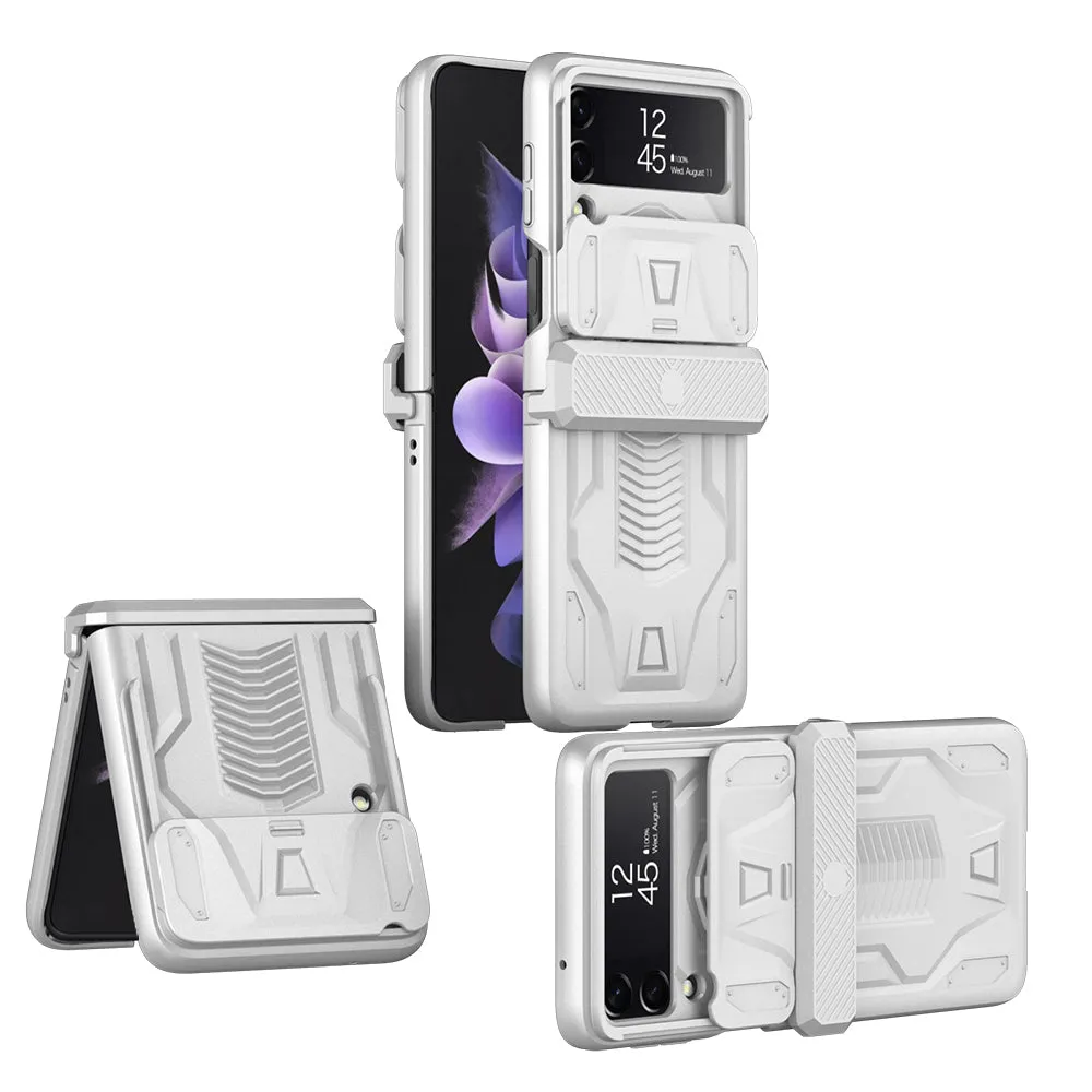 Magnetic Armored Camera Slide Cover For Samsung Galaxy Z Flip 3 Case All-included Hinge Plastic Hard For Galaxy Z Flip3 Case