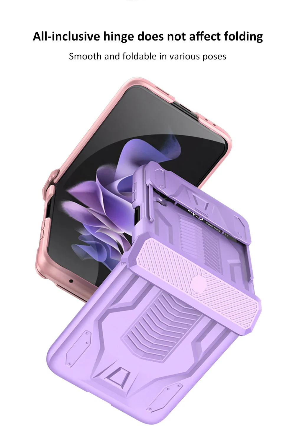 Magnetic Armored Camera Slide Cover For Samsung Galaxy Z Flip 3 Case All-included Hinge Plastic Hard For Galaxy Z Flip3 Case
