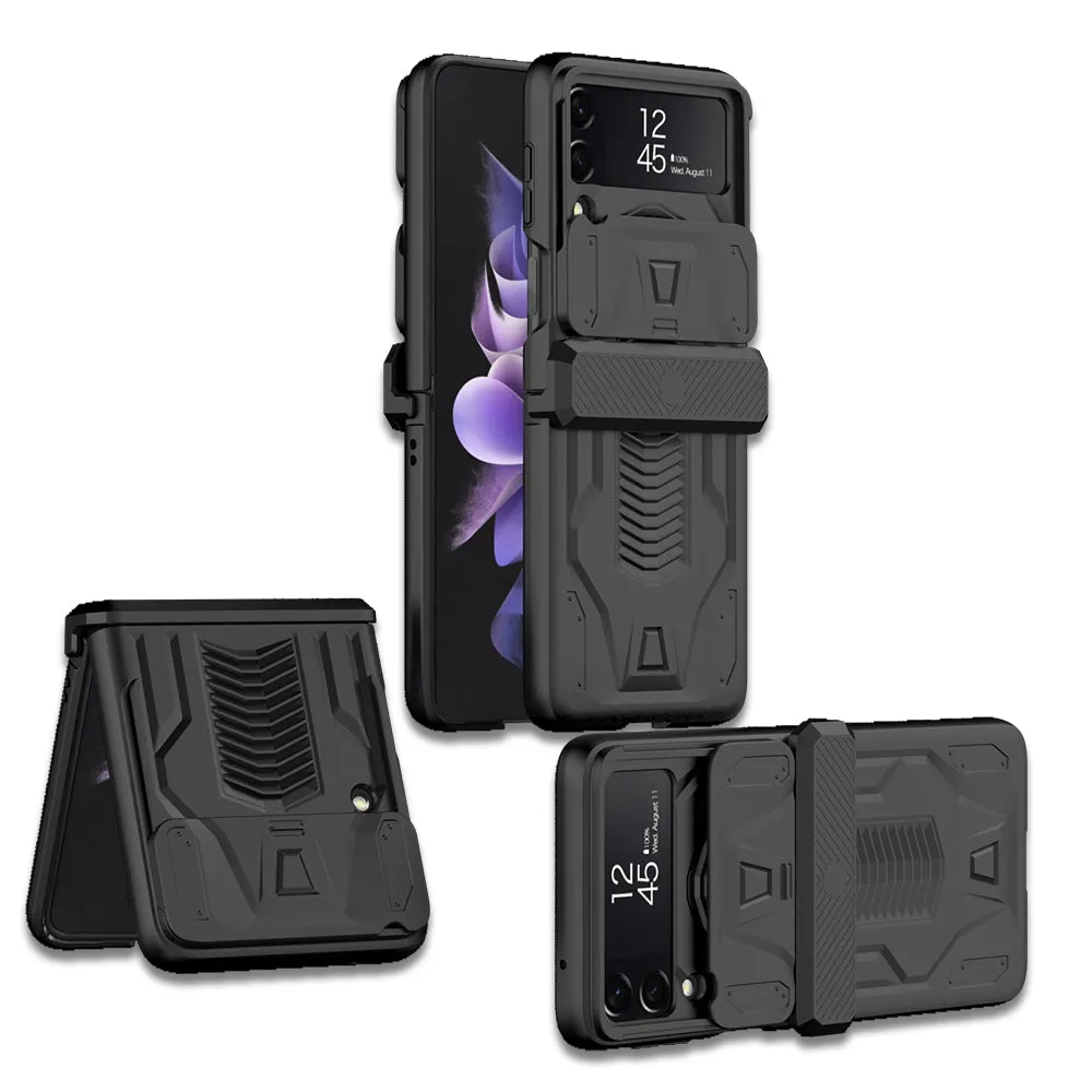 Magnetic Armored Camera Slide Cover For Samsung Galaxy Z Flip 3 Case All-included Hinge Plastic Hard For Galaxy Z Flip3 Case