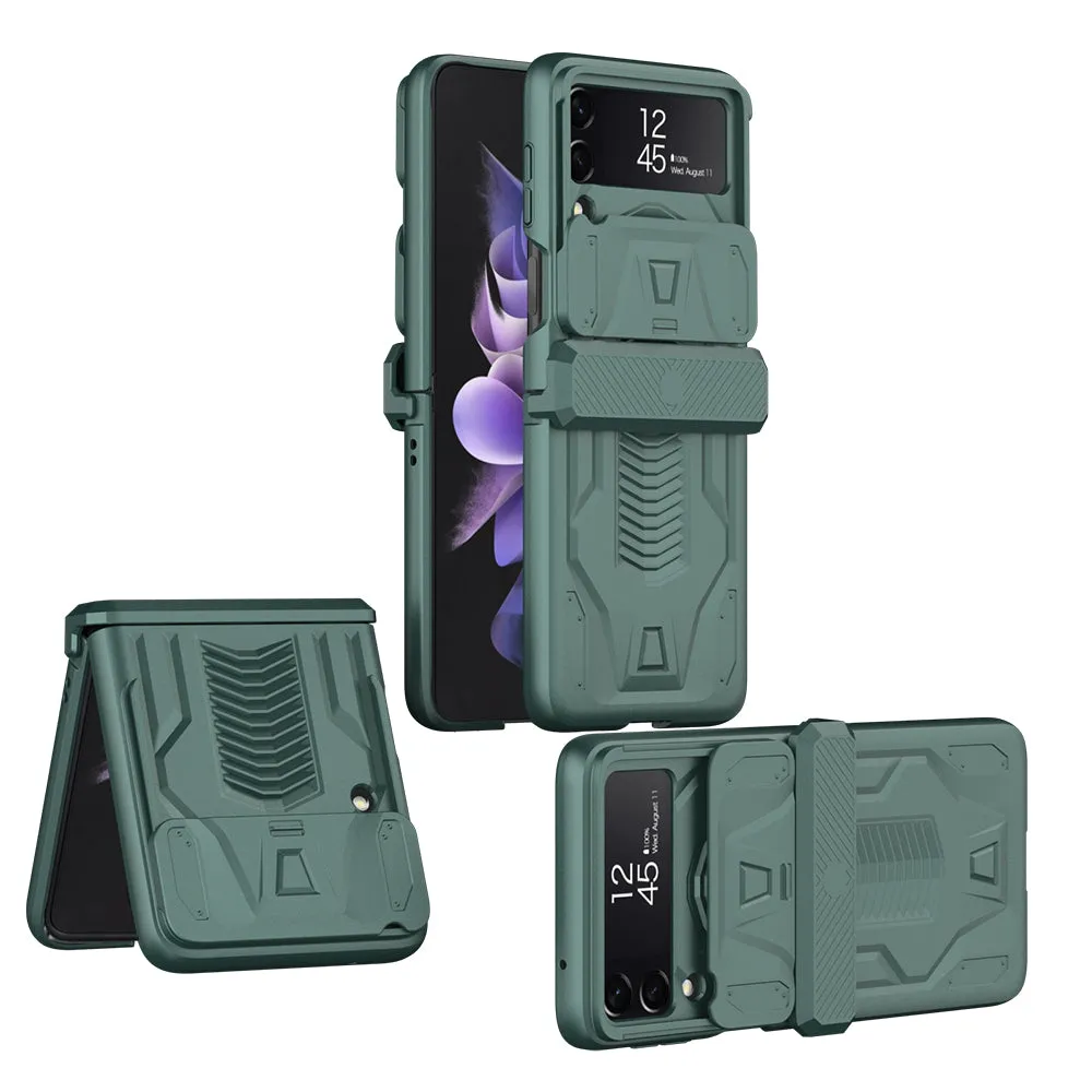 Magnetic Armored Camera Slide Cover For Samsung Galaxy Z Flip 3 Case All-included Hinge Plastic Hard For Galaxy Z Flip3 Case