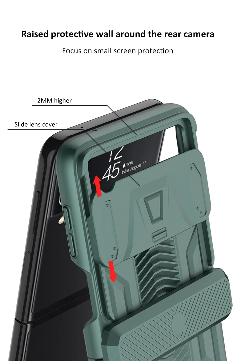 Magnetic Armored Camera Slide Cover For Samsung Galaxy Z Flip 3 Case All-included Hinge Plastic Hard For Galaxy Z Flip3 Case