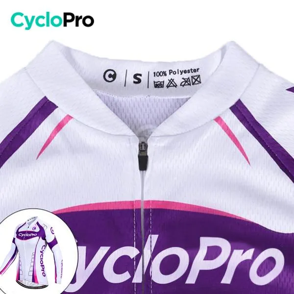 MAILLOT LONG DE CYCLISME VIOLET - AUTOMNE - CONFORT 