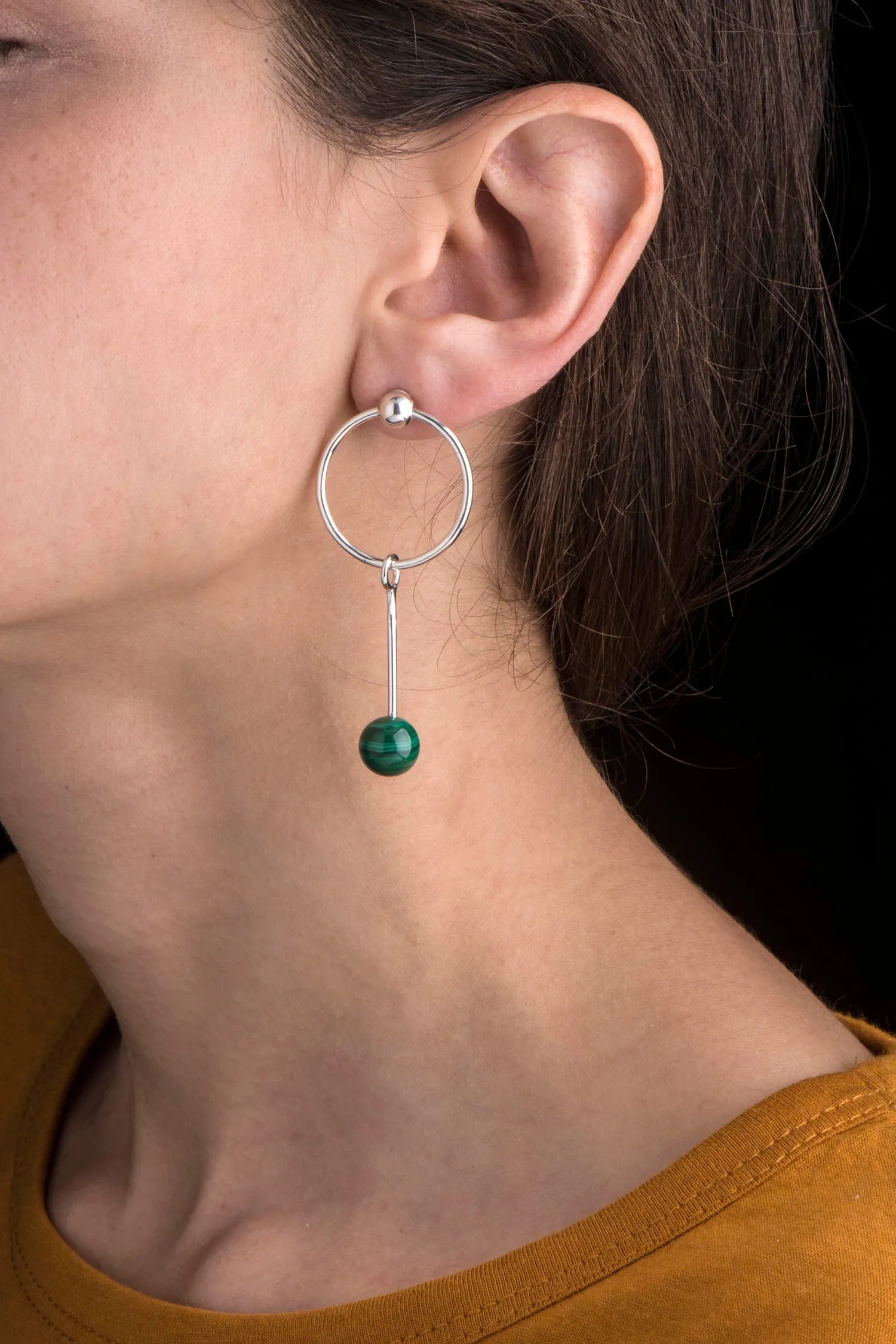 Malachite Sinker Earring