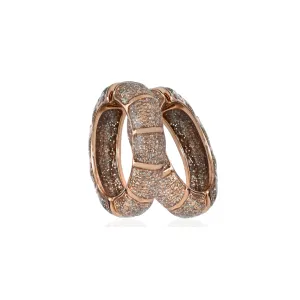 Medium Rose Gold Stardust Segmented Bamboo Hoop-Eze Earrings