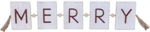 'Merry' Segmented Wood Block Sign