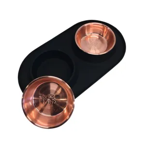 Messy Mutts Double Silicone Feeder Black/Copper MED