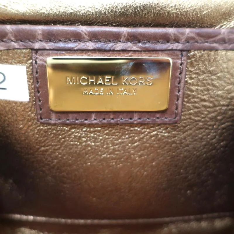 Michael Kors Beekman Clutch Brown Croc-Embossed Leather Mini Evening Bag