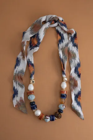 Mixed Bead Ribbon Necklace