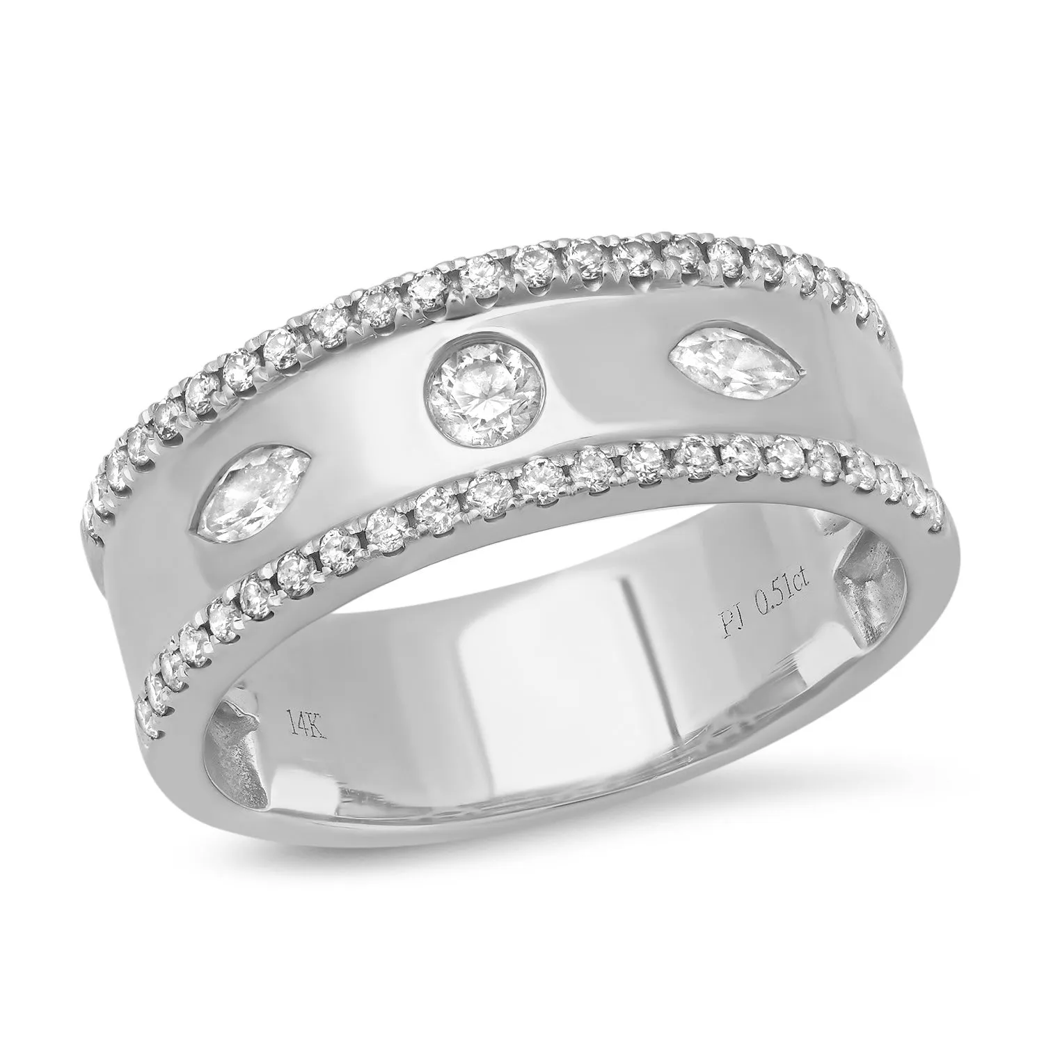 Mixed Diamond Cigar Band Ring
