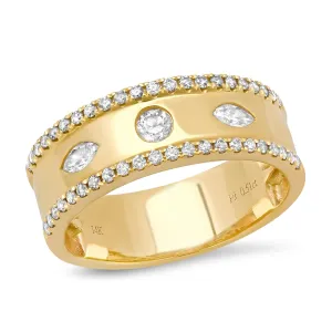 Mixed Diamond Cigar Band Ring