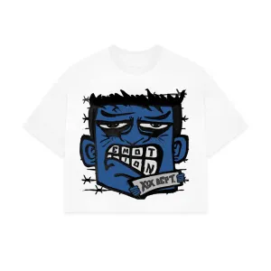 Mixed Emotion Blue Monster Cropped Tee