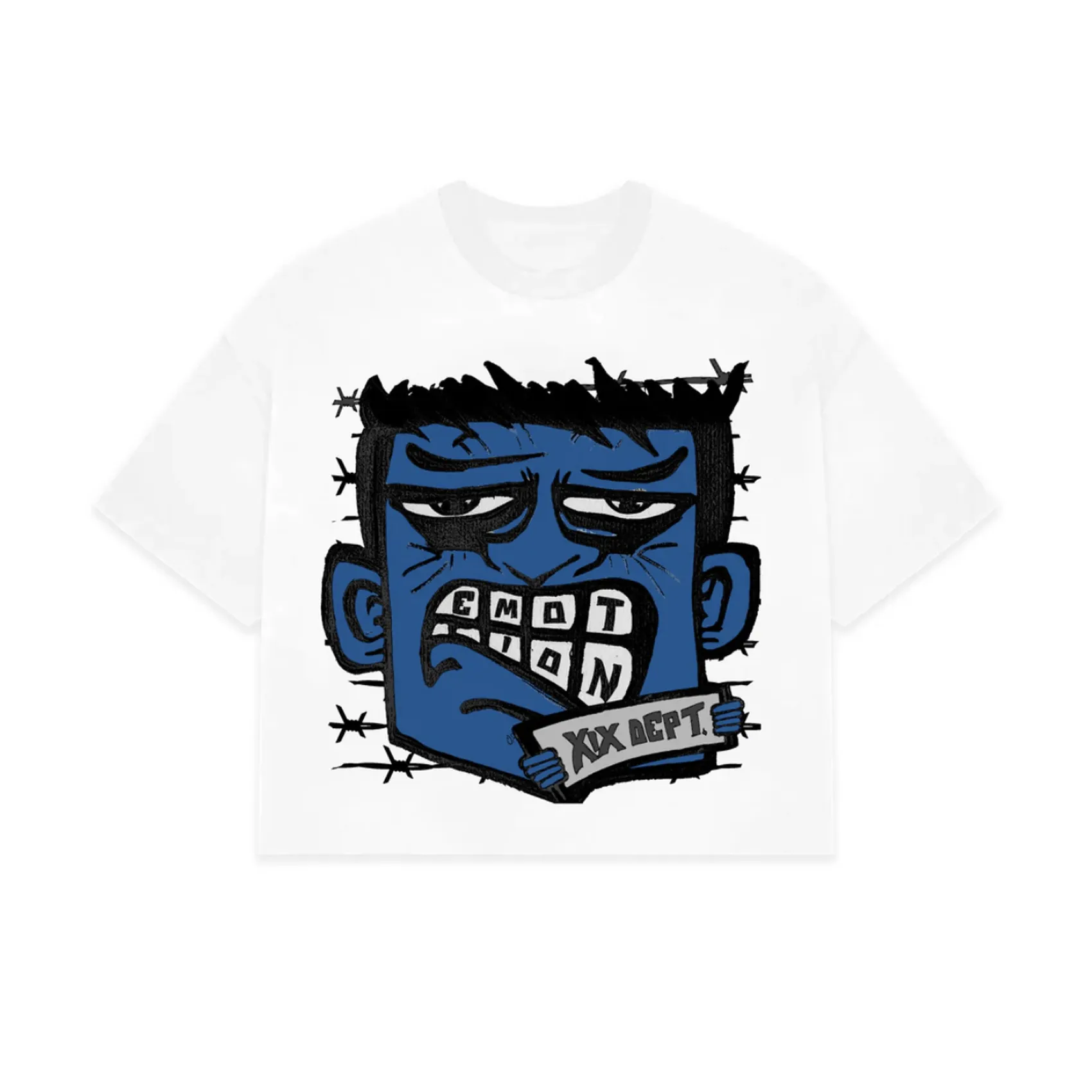 Mixed Emotion Blue Monster Cropped Tee