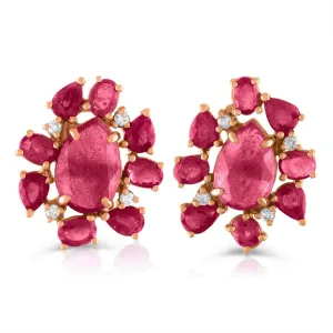 Mixed Media Ruby Studs