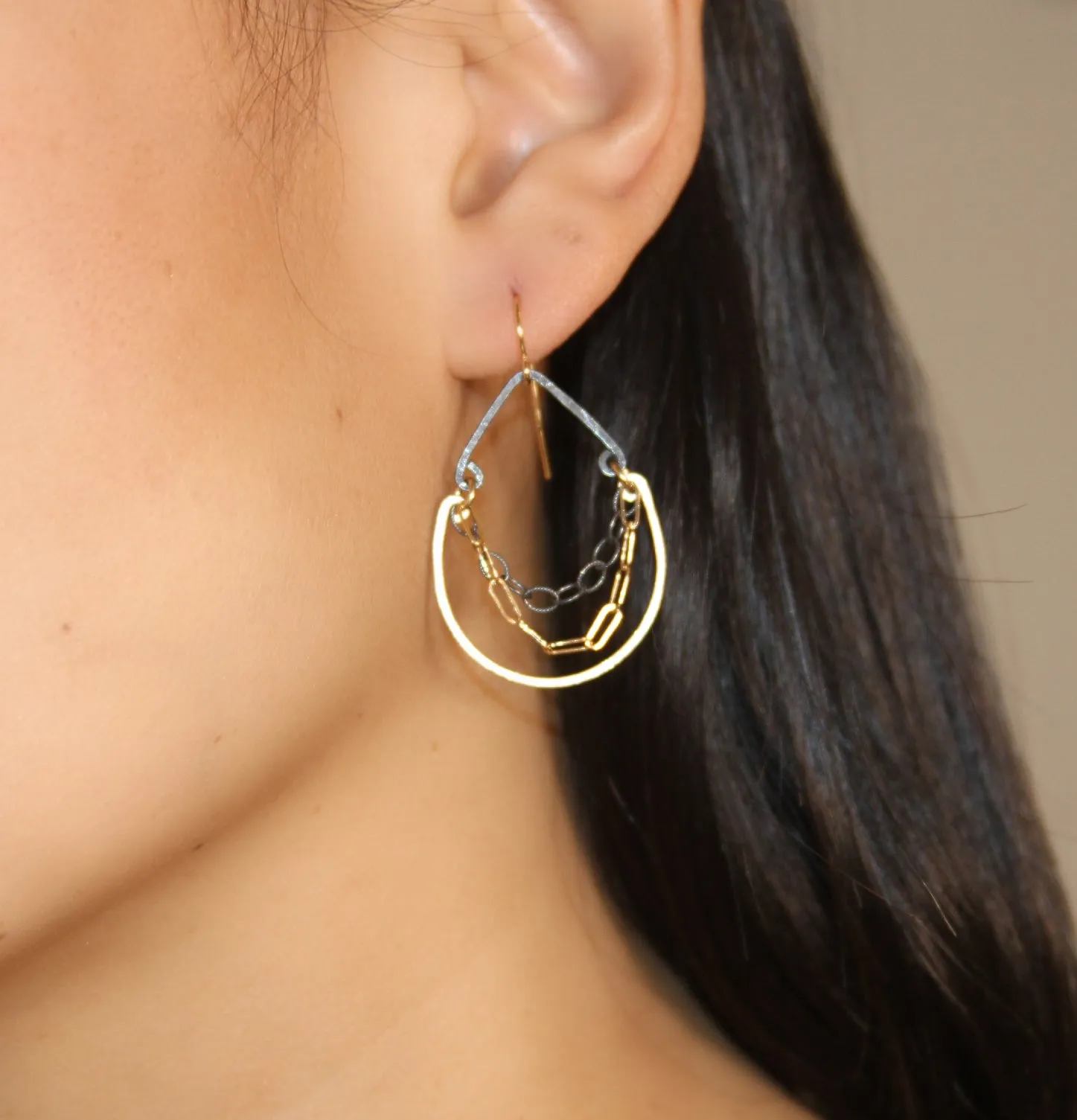 Mixed Metal Chandelier Earrings