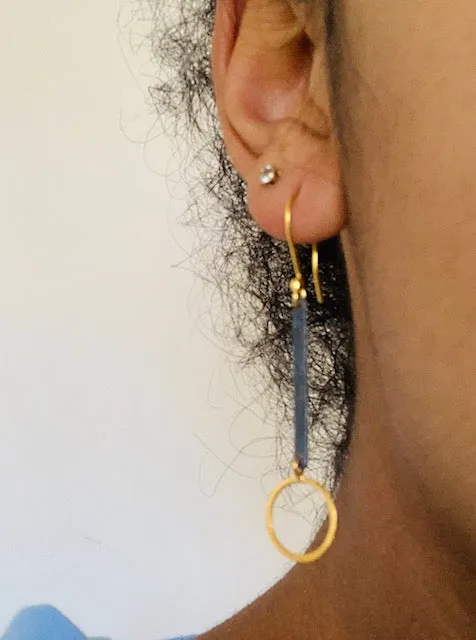 Mixed Metal Geo Bar Dangle Earrings