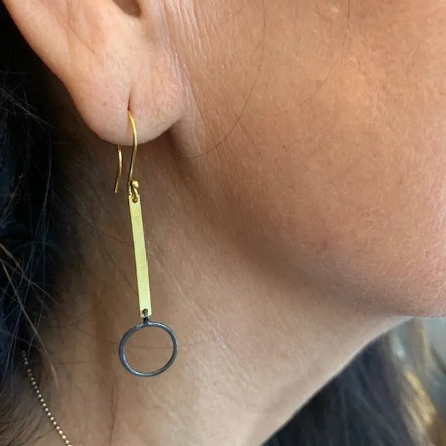 Mixed Metal Geo Bar Dangle Earrings