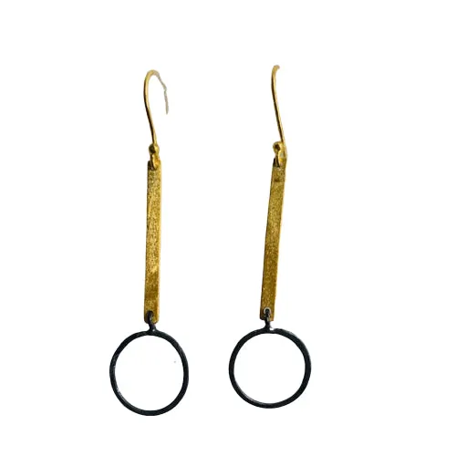 Mixed Metal Geo Bar Dangle Earrings