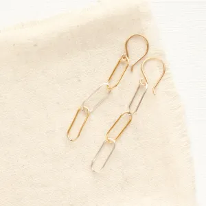 Mixed Metal Paperclip Chain Dangle Earrings