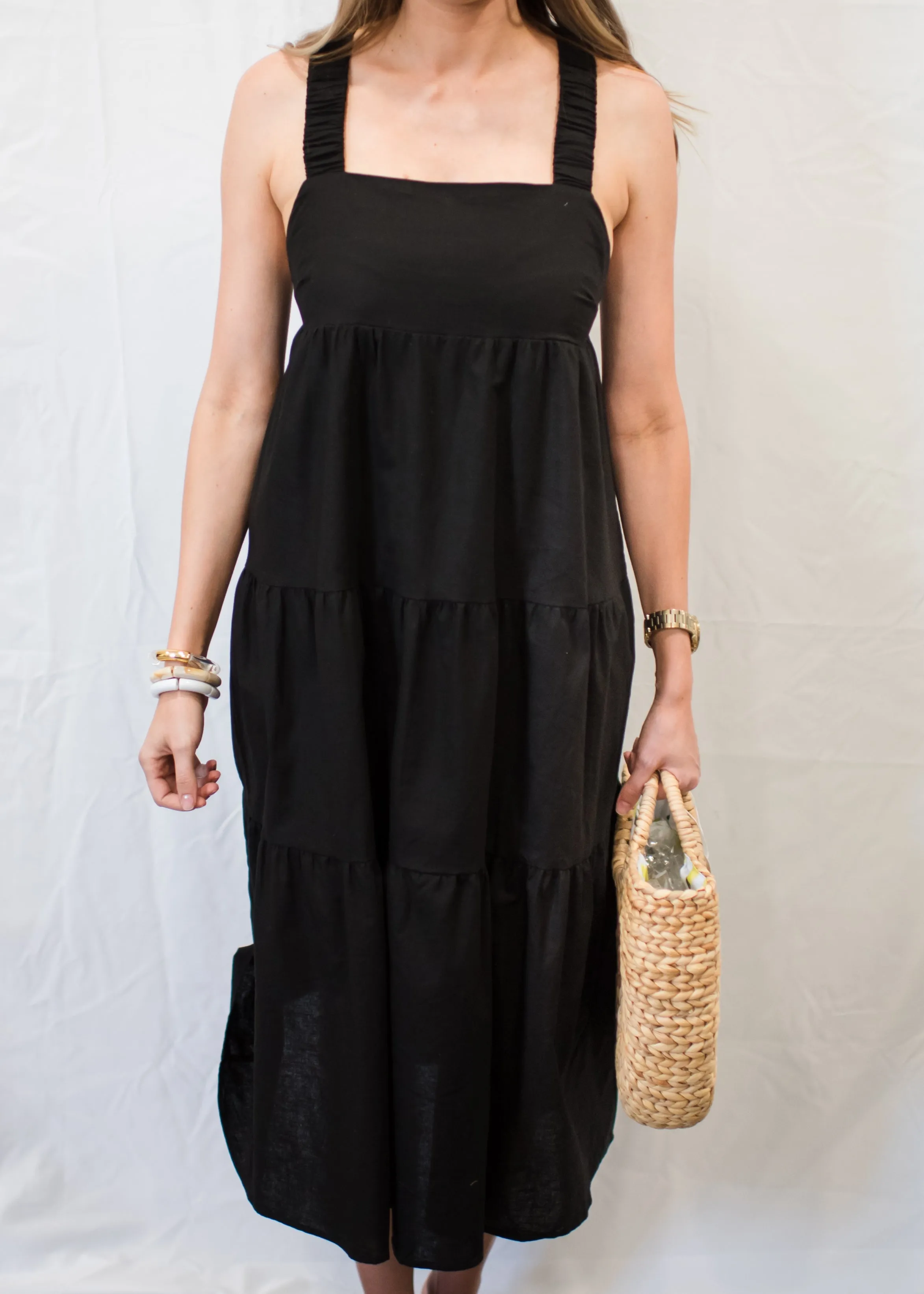 Moonlight at Midnight Black Midi Dress