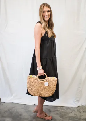 Moonlight at Midnight Black Midi Dress