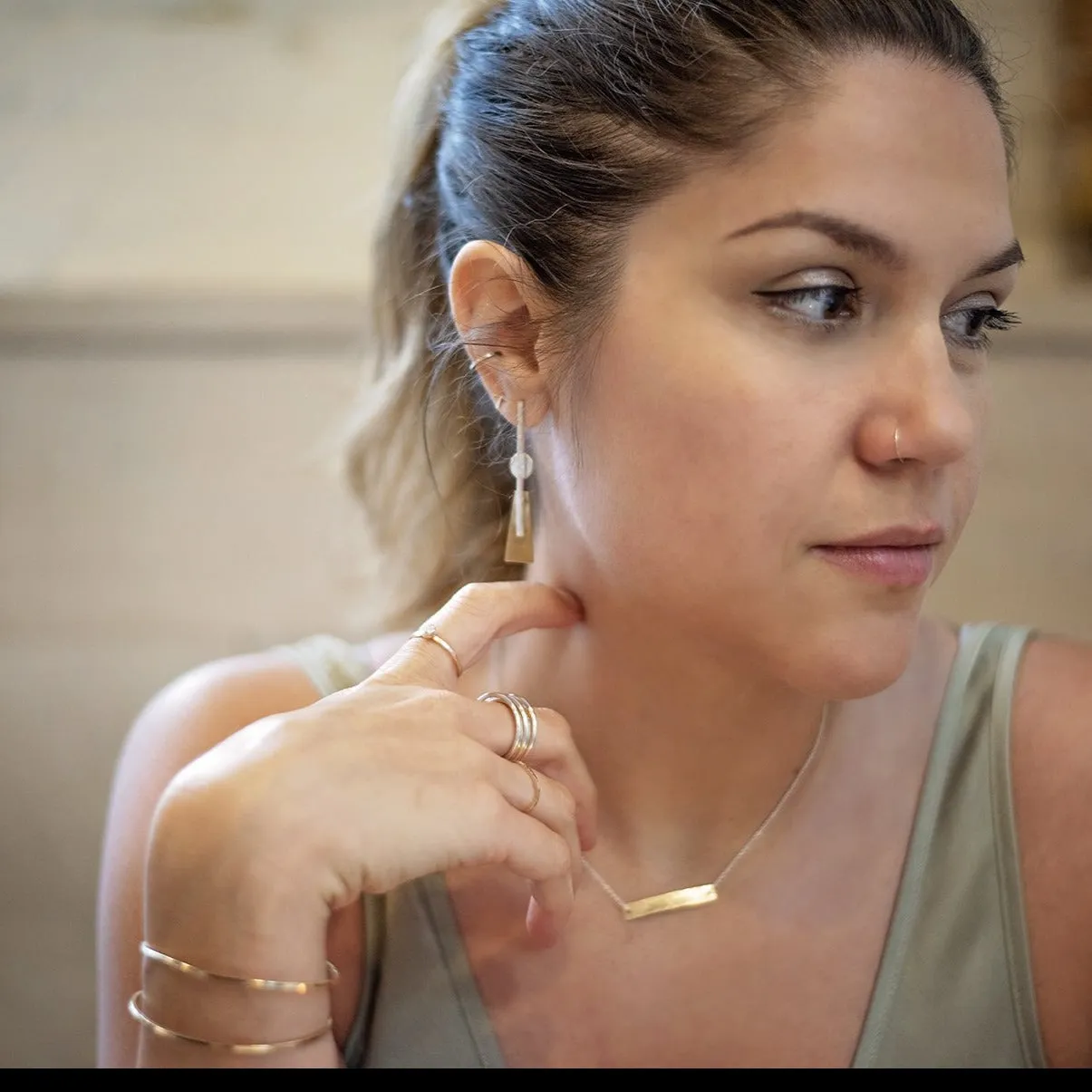 MOONTOWER TWO-TONE EARRING