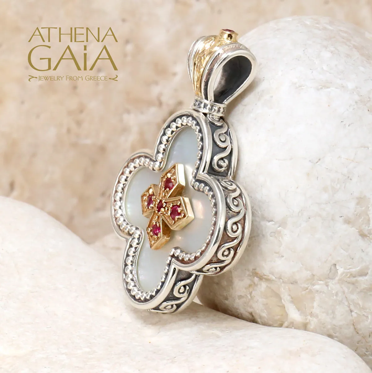 Mother of Pearl Rounded Greek Cross
