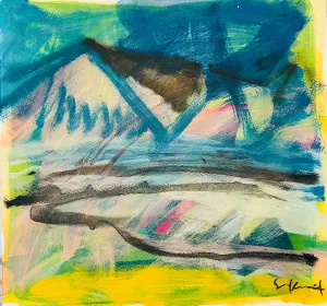 Mountain Landscape Teal - 14 x 14
