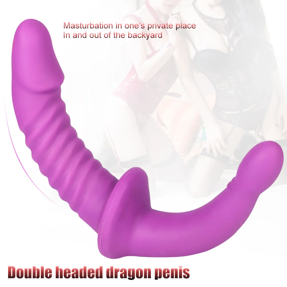 MRIMIN Strapless Strap-On Double Sided Headed Dildo for Lesbian and Couples