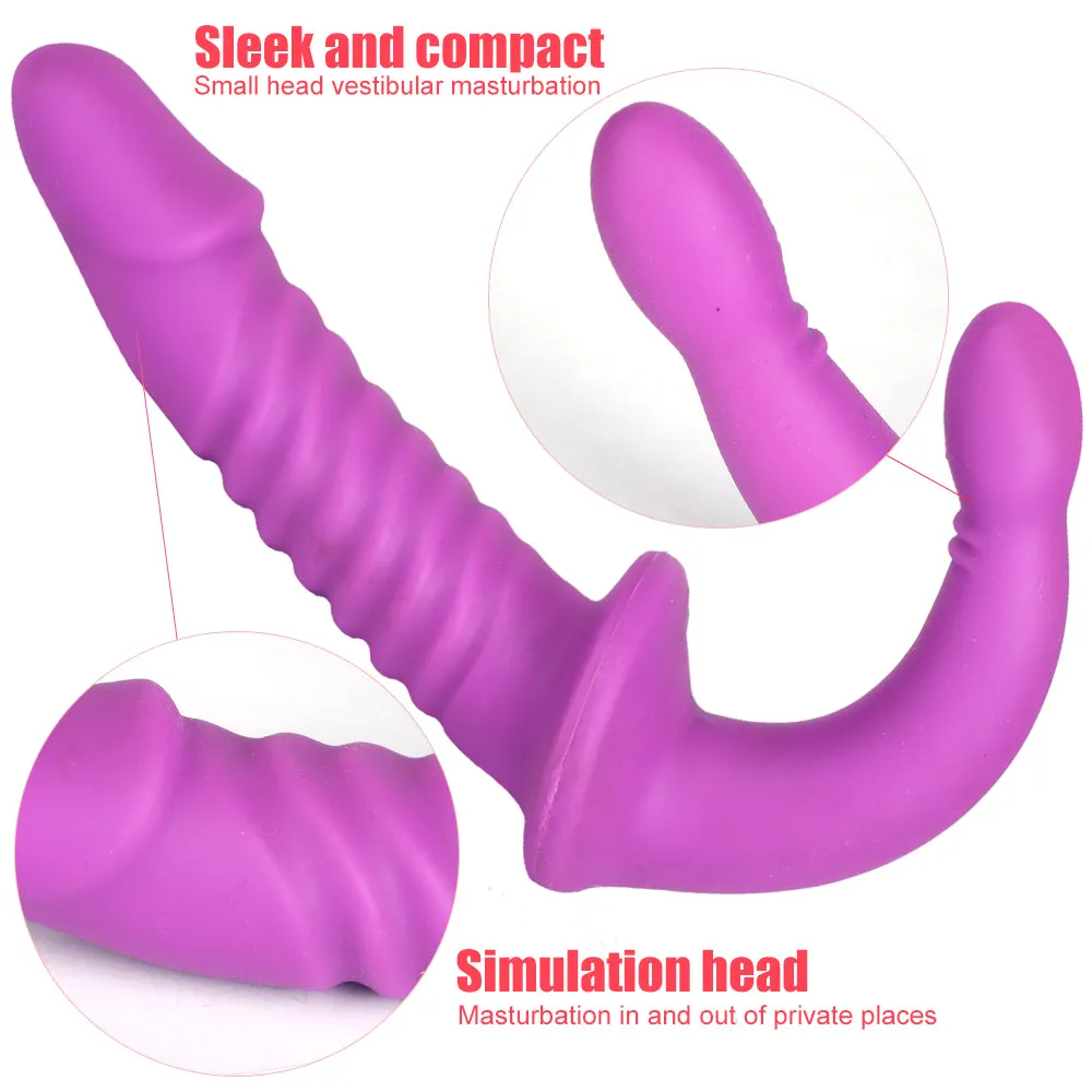 MRIMIN Strapless Strap-On Double Sided Headed Dildo for Lesbian and Couples