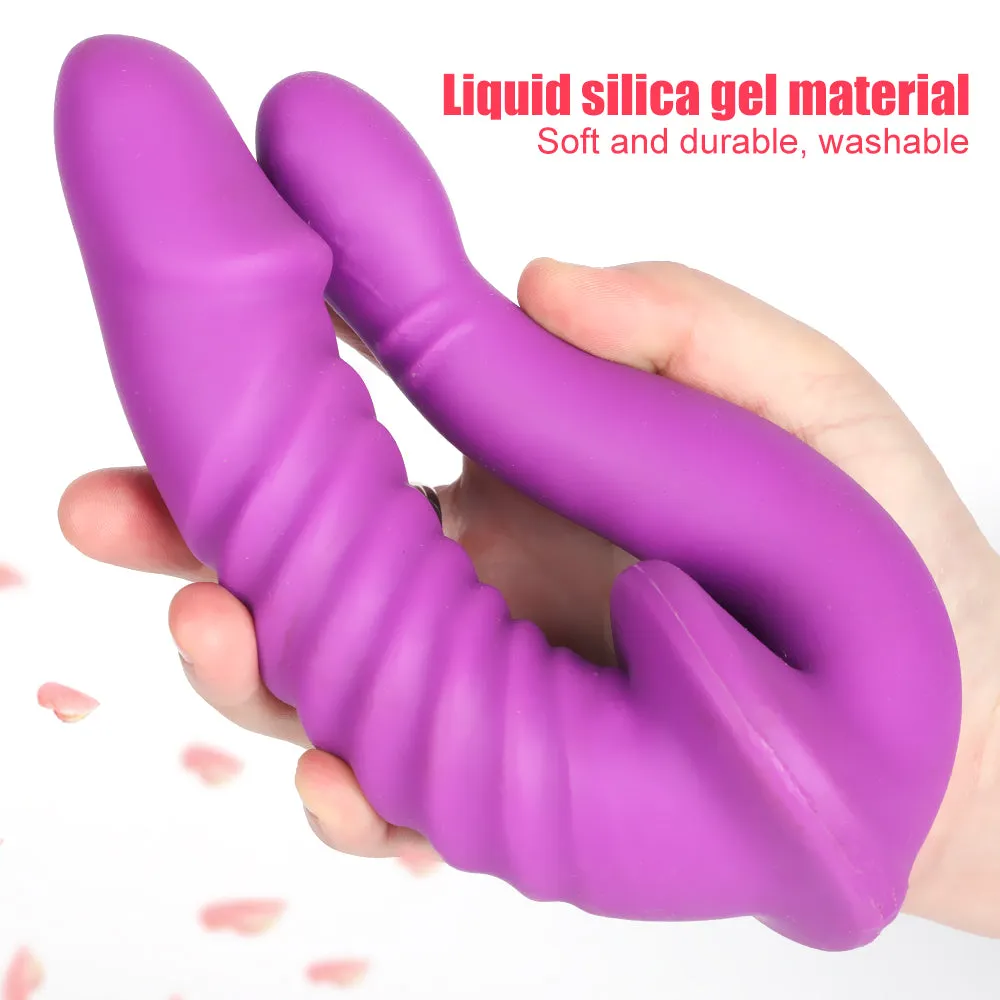MRIMIN Strapless Strap-On Double Sided Headed Dildo for Lesbian and Couples