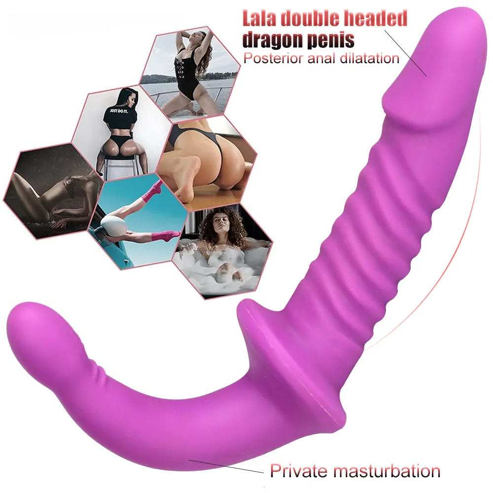 MRIMIN Strapless Strap-On Double Sided Headed Dildo for Lesbian and Couples