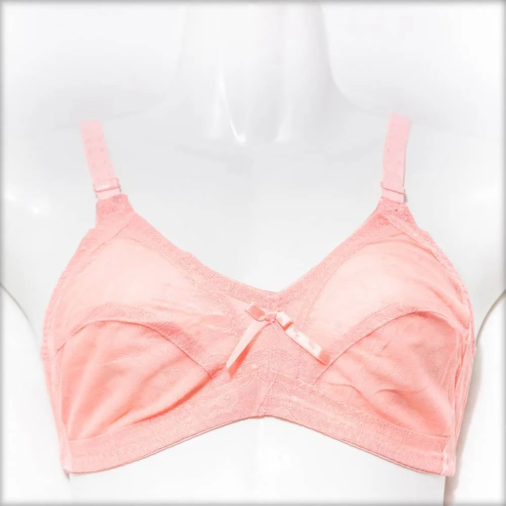Net Non Padded Bra - Peach - See Through Bra