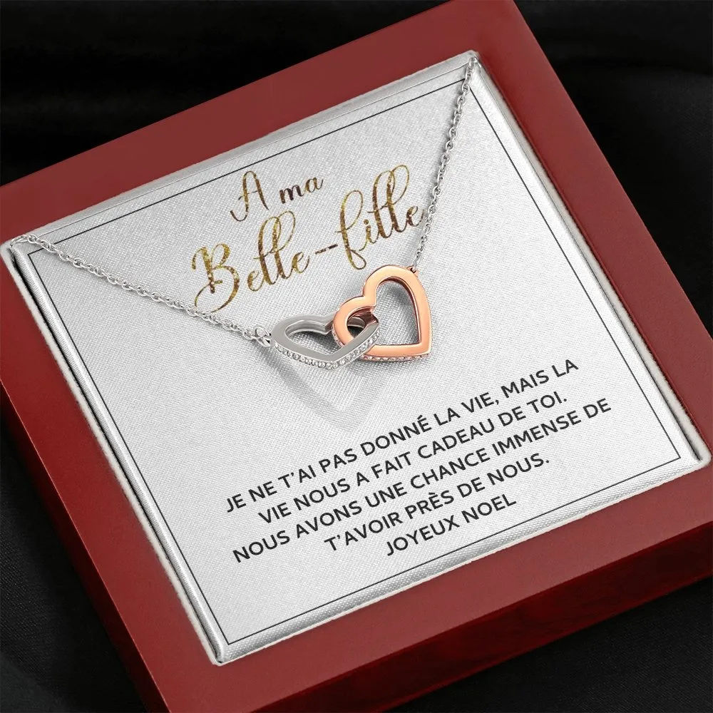 NOELENCHANTÉ • COLLIER JOYEUX NOËL MA BELLE-FILLE Double Cœur