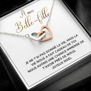 NOELENCHANTÉ • COLLIER JOYEUX NOËL MA BELLE-FILLE Double Cœur