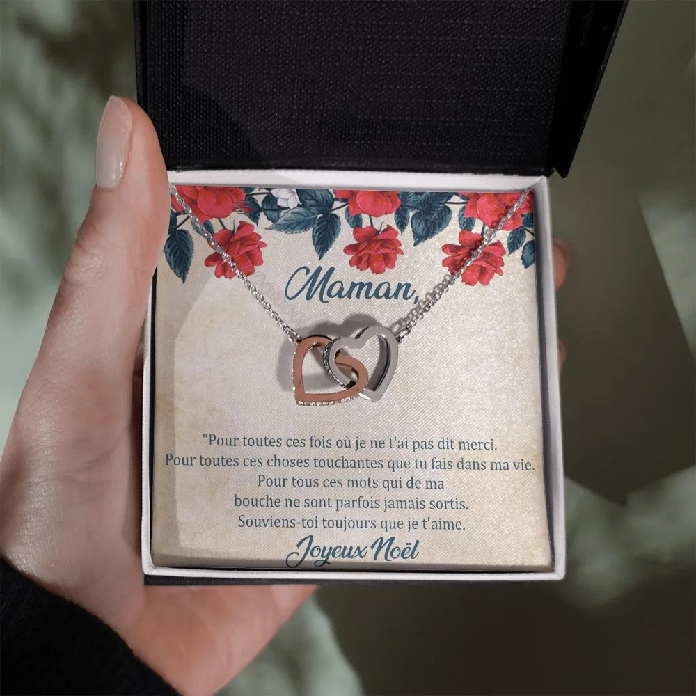 NOELENCHANTÉ • COLLIER JOYEUX NOËL MAMAN Double Cœur