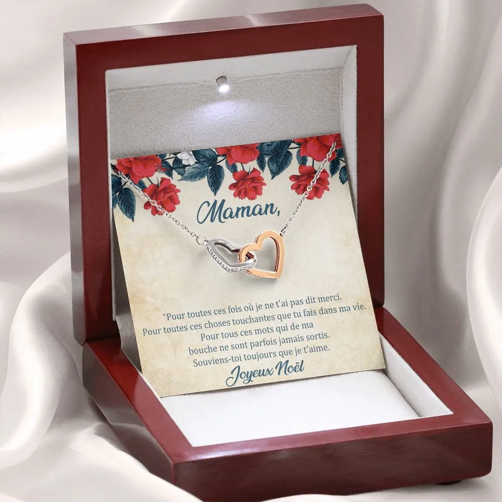 NOELENCHANTÉ • COLLIER JOYEUX NOËL MAMAN Double Cœur