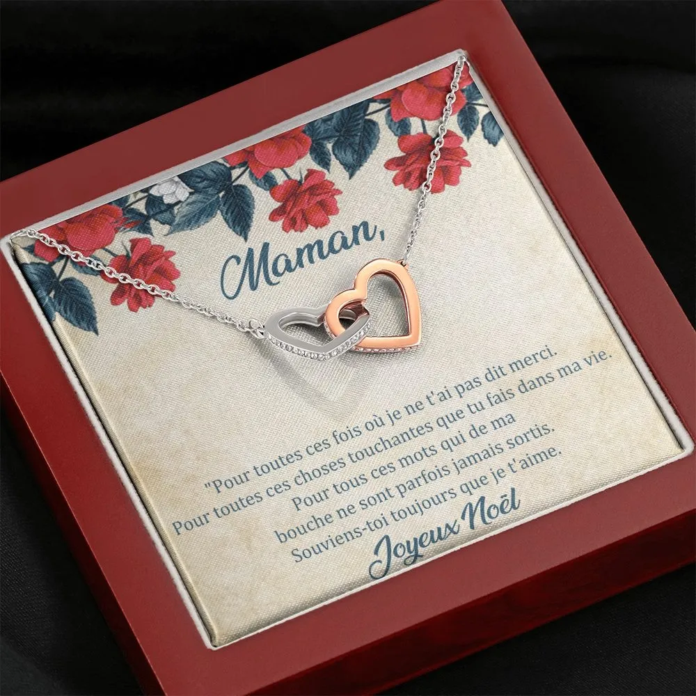 NOELENCHANTÉ • COLLIER JOYEUX NOËL MAMAN Double Cœur