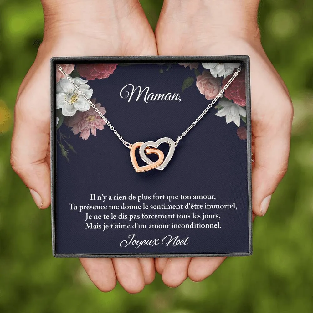 NOELENCHANTÉ • COLLIER JOYEUX NOËL • MEILLEURE MAMAN DU MONDE Double Cœur