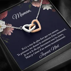 NOELENCHANTÉ • COLLIER JOYEUX NOËL • MEILLEURE MAMAN DU MONDE Double Cœur
