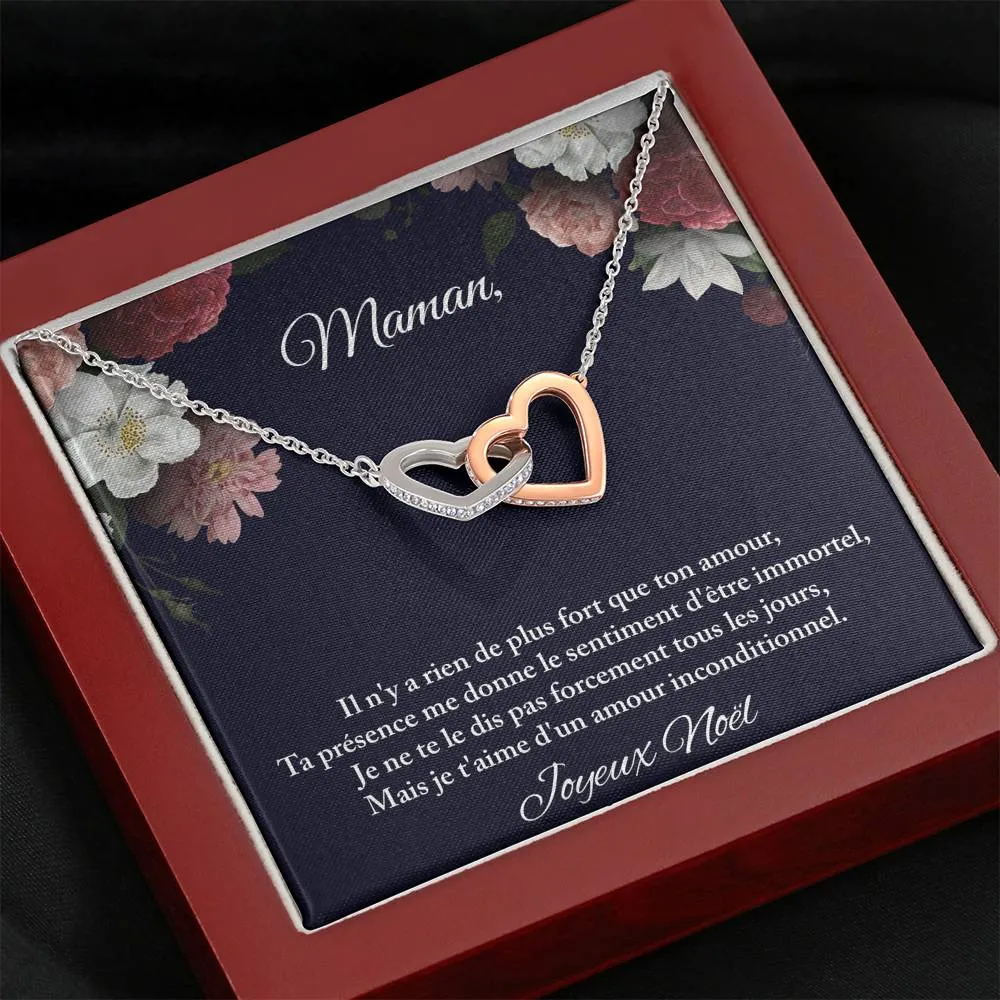 NOELENCHANTÉ • COLLIER JOYEUX NOËL • MEILLEURE MAMAN DU MONDE Double Cœur